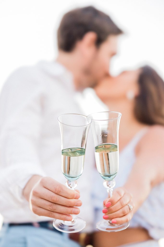 Carmel Engagement Photos champagne cheers