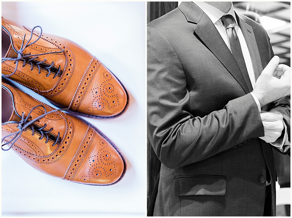 Brown leather groom wedding detail Photo by Tee Lambert Photography