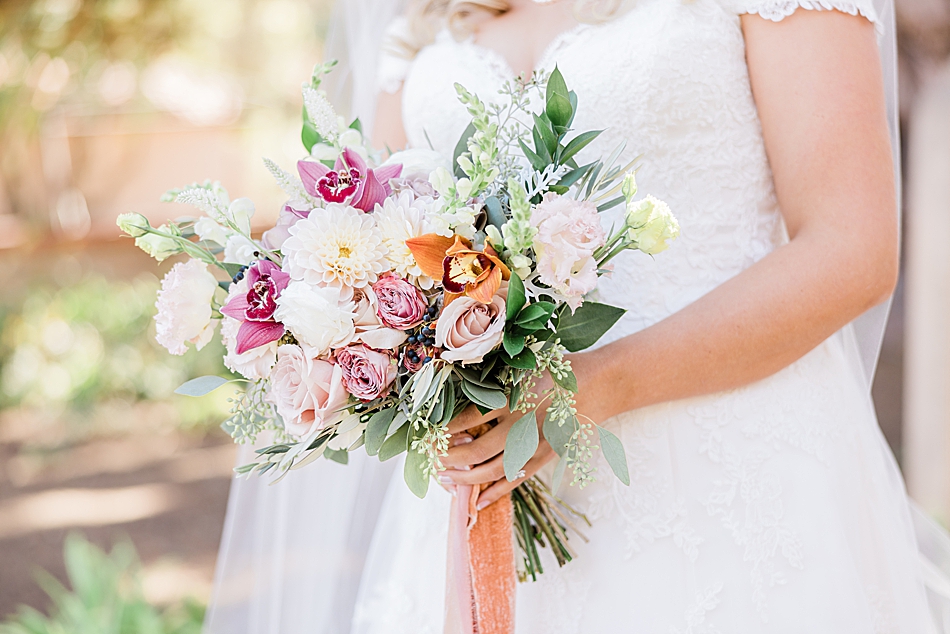 beautiful wedding bouquet held by bride in Carmel, California