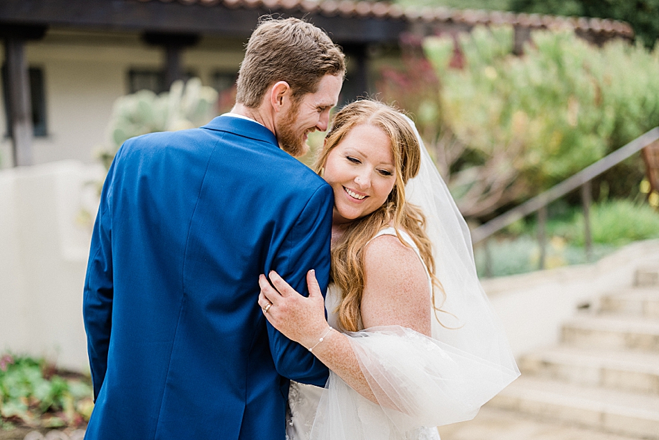 Wedding couple at Memory garden in Monterey
